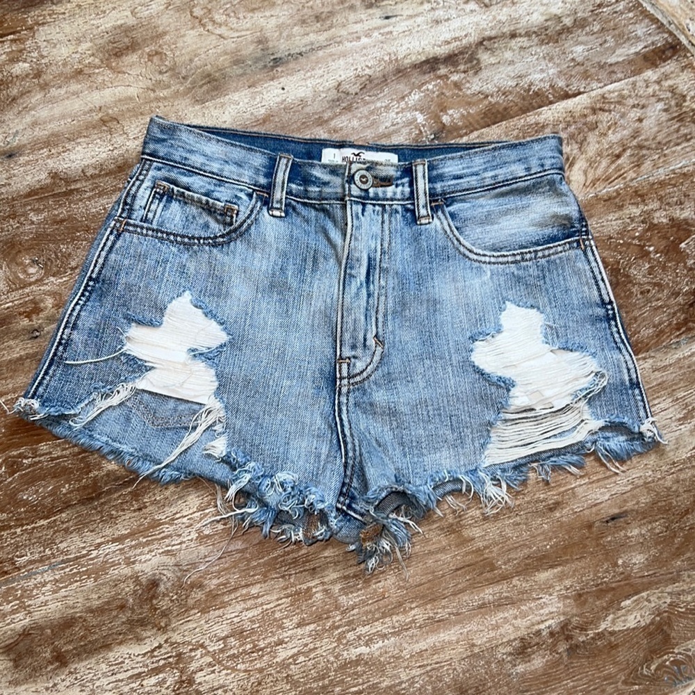 HOLLISTER‎ Cutoff Denim Blue Jean Distressed Shorts Size 25